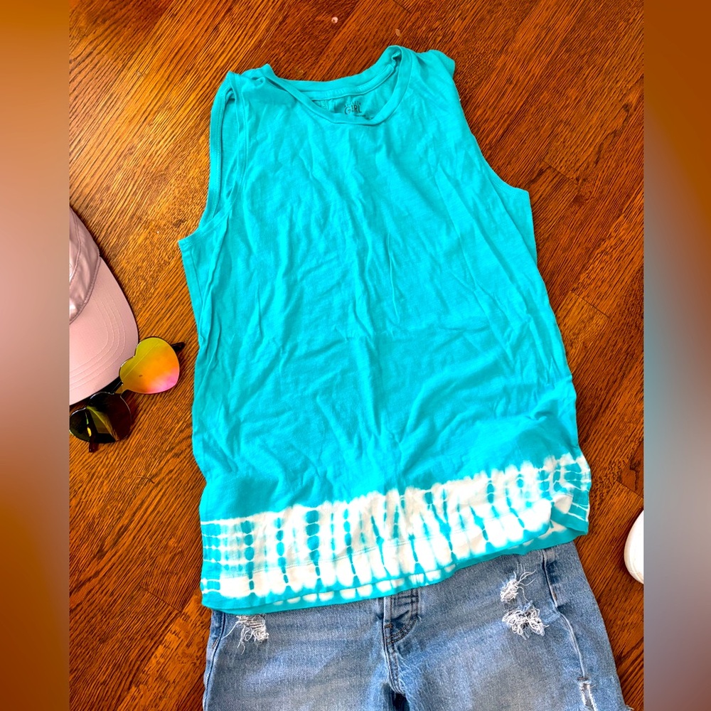 Athleta Girl EUC tie-dye Turquoise Tank Top size xxl/16 lightweight yoga